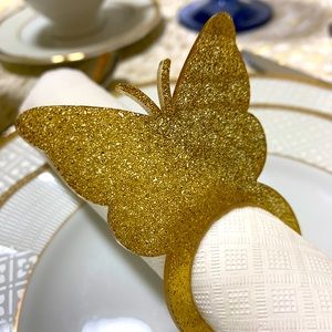 Lucite Butterfly Napkin Rings (Set of 4)